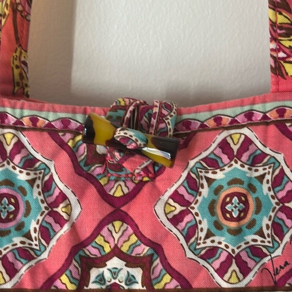 Vera Bradley Call Me Coral Large Tote with Toggle Closure - Picture 6 of 12